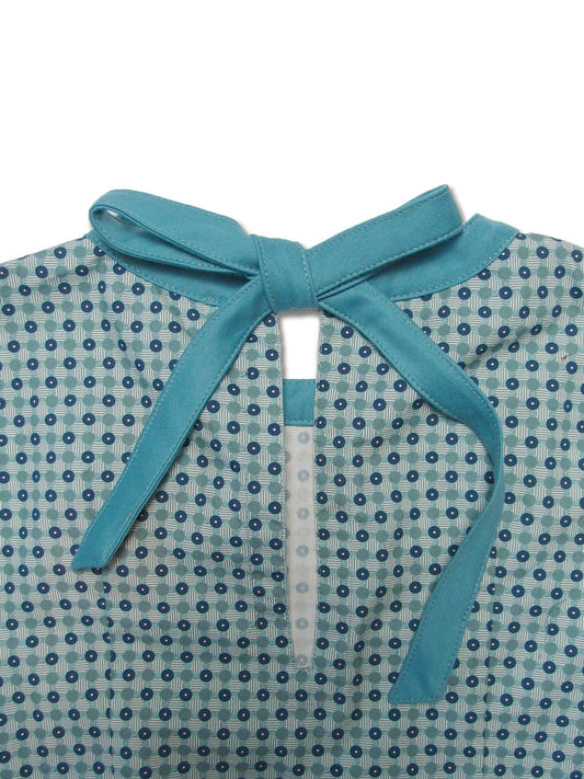 Girl's LS Dress with Contrast Neck Trim