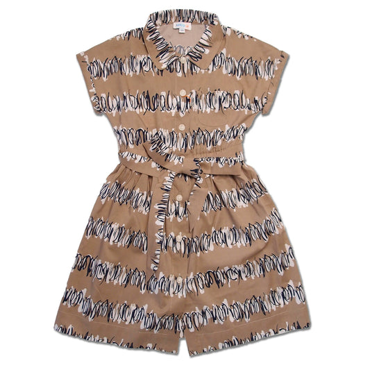 Girl SS Woven Shirt Dress with Belt - Big Graphic Print