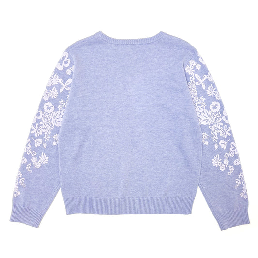 Girl's Merino Wool Blend Floral Print Sweater