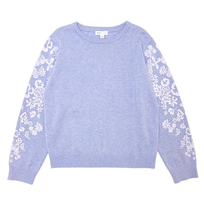 Girl's Merino Wool Blend Floral Print Sweater