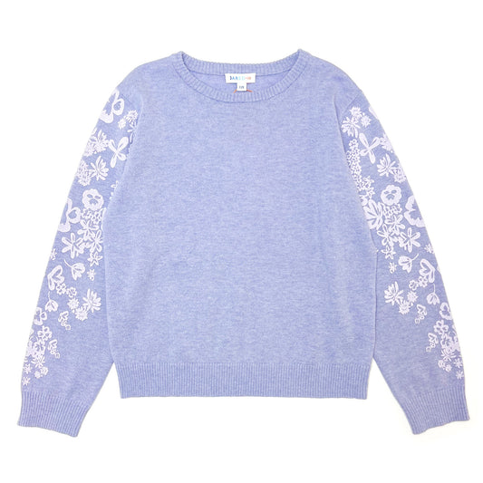 Girl's Merino Wool Blend Floral Print Sweater