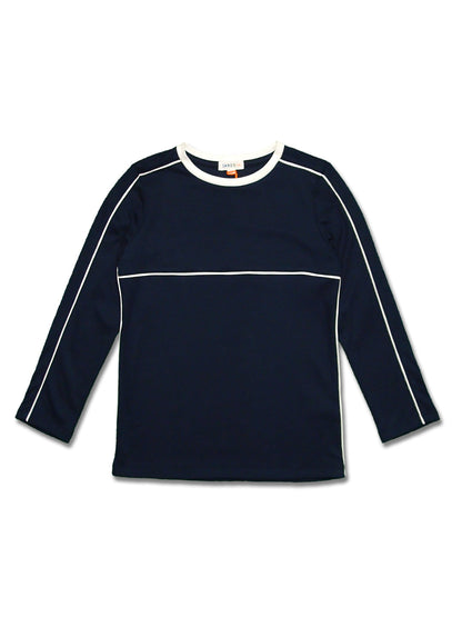 Knit L/S Crew Neck tee with piping details