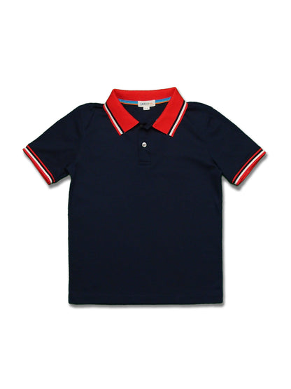 Boys NOS SS Polo with Tipping Flat Knit Collar - Solid