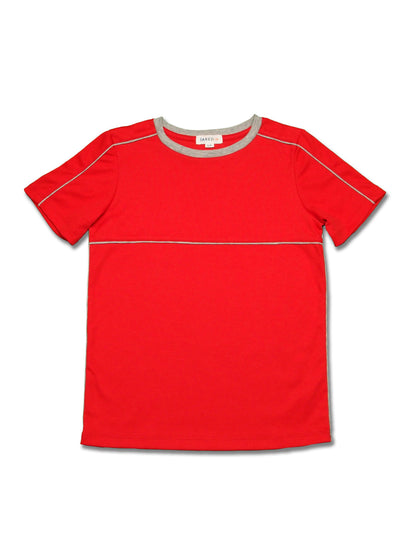 SS Crew Neck Tee - Solid Interlock with Contrast Piping