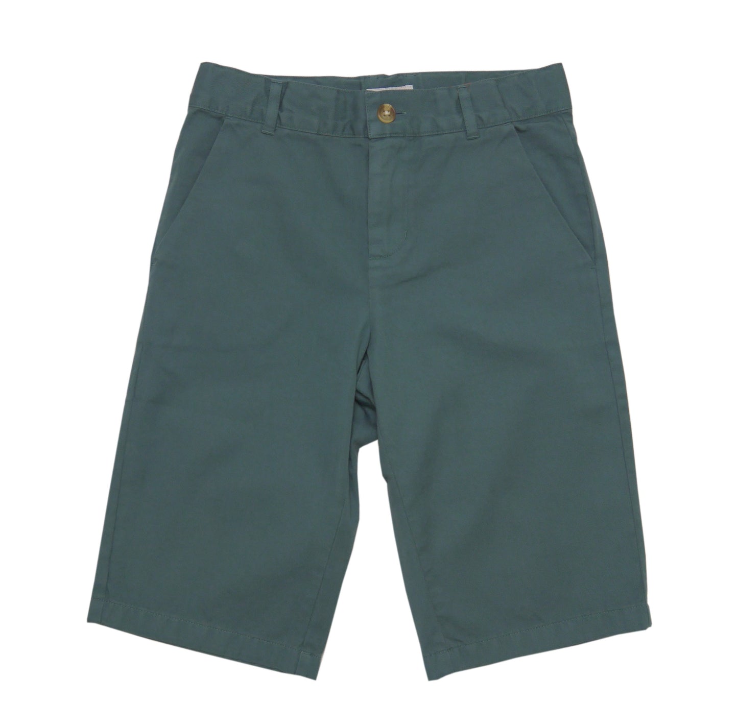 Boy SS Solid Cotton Twill Shorts-Green/ 11/12