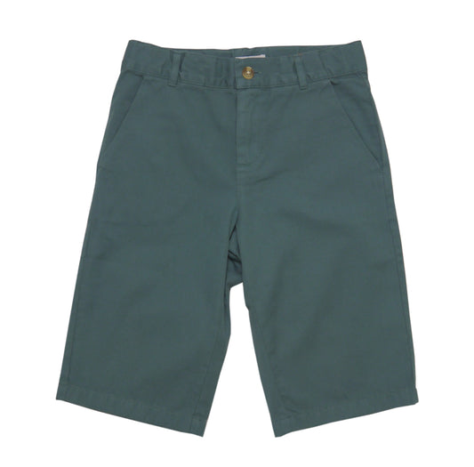 Boy SS Solid Cotton Twill Shorts-Green/ 9/10
