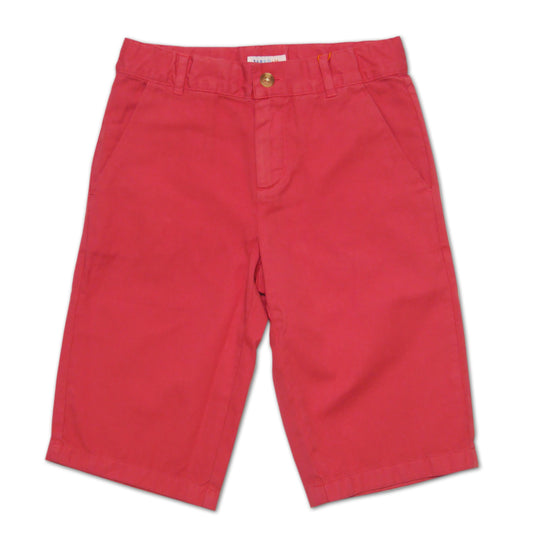 Boy SS Solid Cotton Twill Shorts - Red