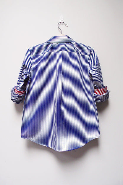 Boys NOS L/S Spread Collar Clean Shirt - Pinstripe