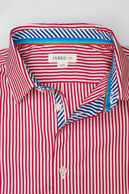 Boys NOS L/S Spread Collar Clean Shirt - Pinstripe