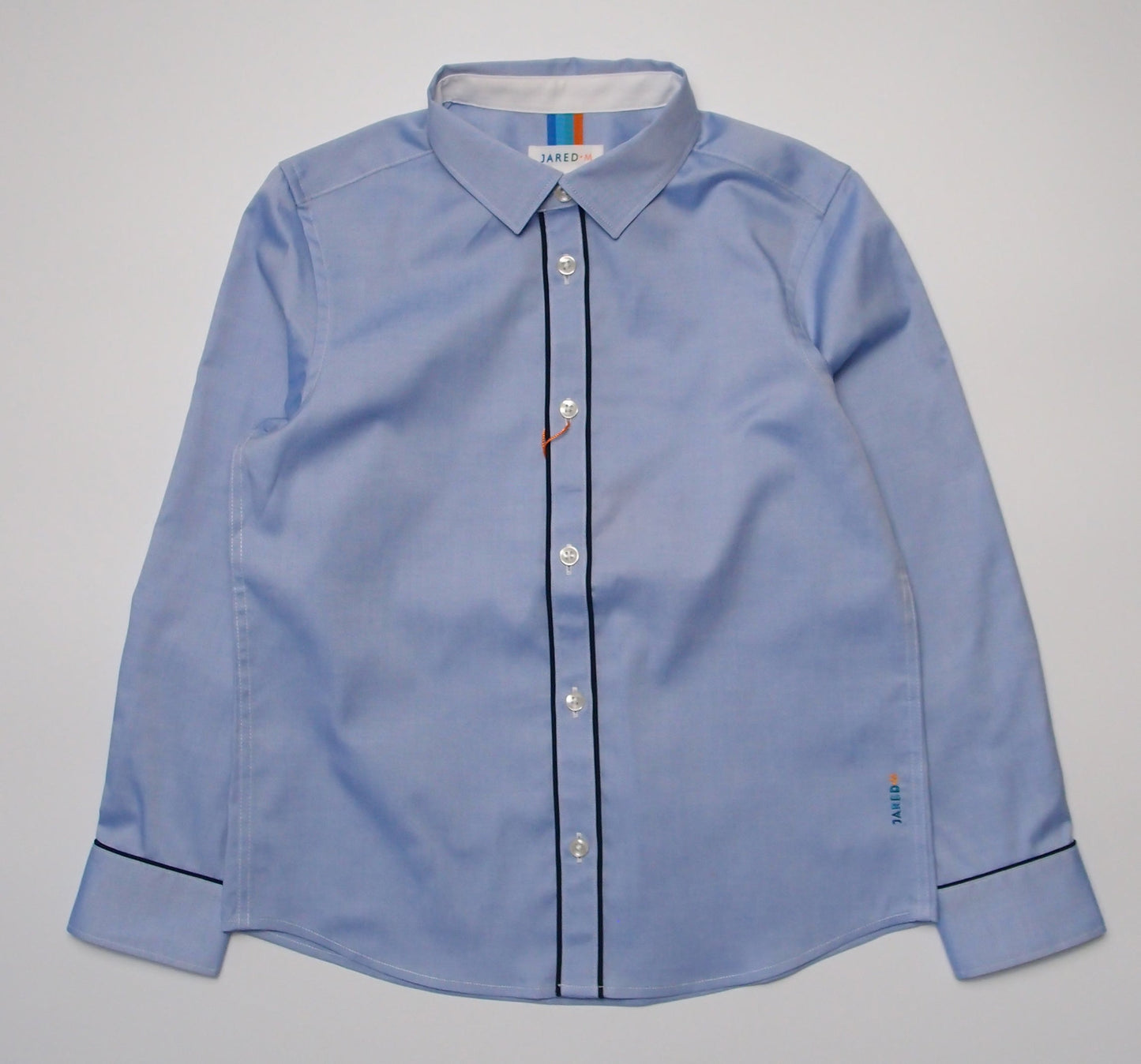 Boys NOS LS Spread Collar Shirt with Piping Detail - Solid