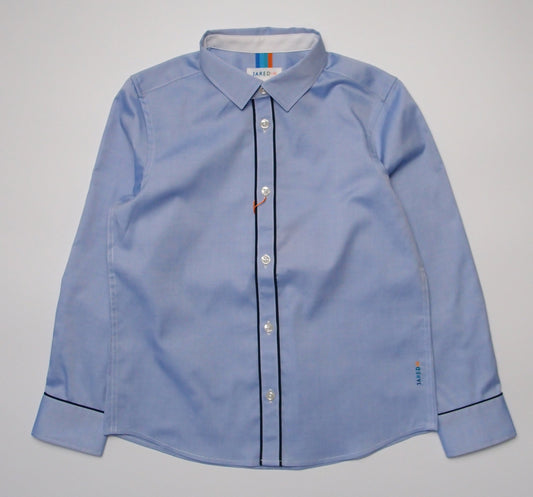 Boys NOS LS Spread Collar Shirt with Piping Detail - Solid