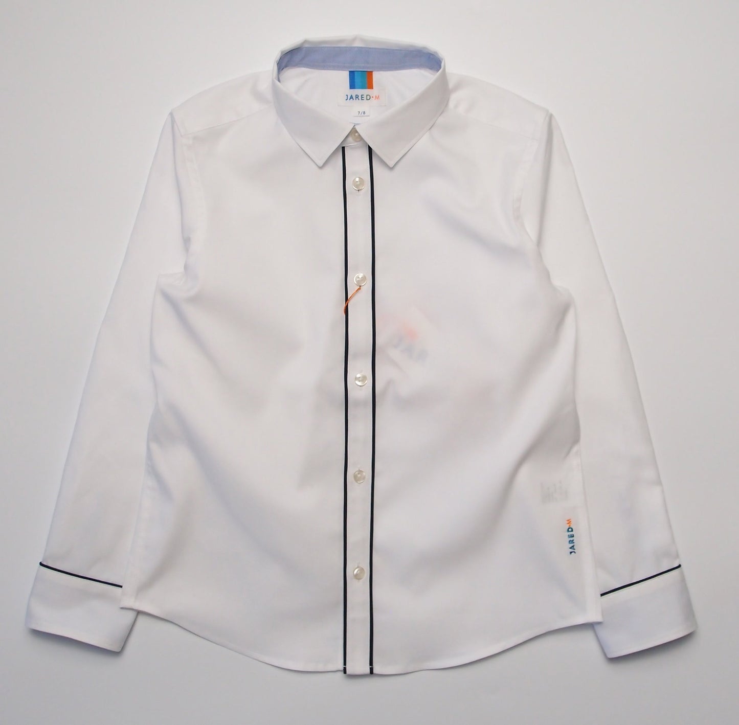 Boys NOS LS Spread Collar Shirt with Piping Detail - Solid