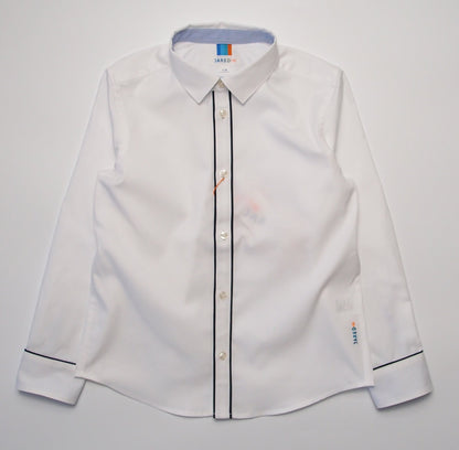 Boys NOS LS Spread Collar Shirt with Piping Detail - Solid