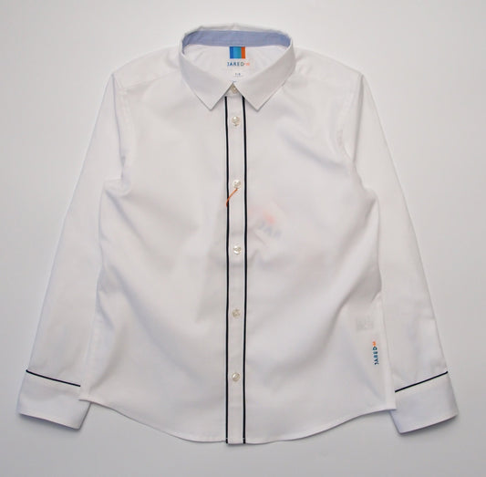 Boys NOS LS Spread Collar Shirt with Piping Detail - Solid