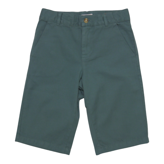 Boy SS Solid Cotton Twill Shorts-Green/ 11/12