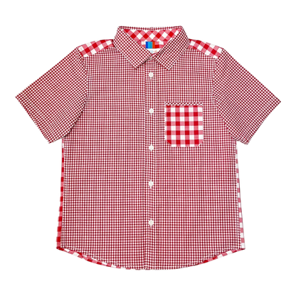Boy's SS  Spread Collar Mixed Check  Shirt