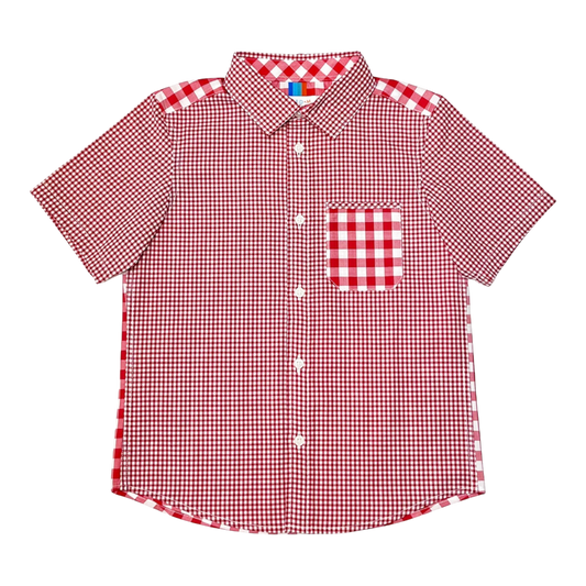 Boy's SS  Spread Collar Mixed Check  Shirt