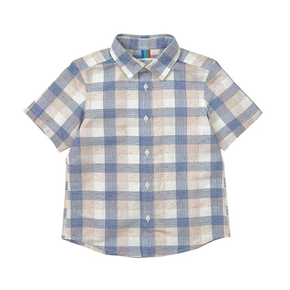 Boy's SS Spread Collar Plaid shirt
