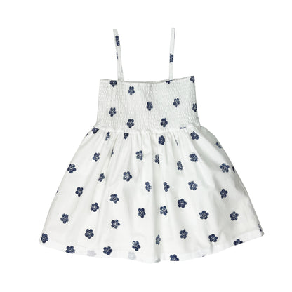 Girl's Sleeveless Floral Smocking Dress