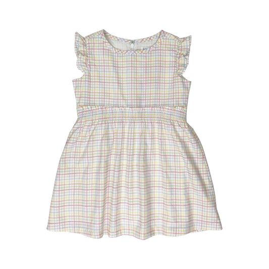 Girl's Sleeveless Plaid  Smocking Dress