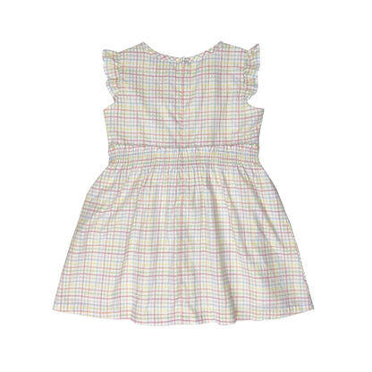 Girl's Sleeveless Plaid  Smocking Dress