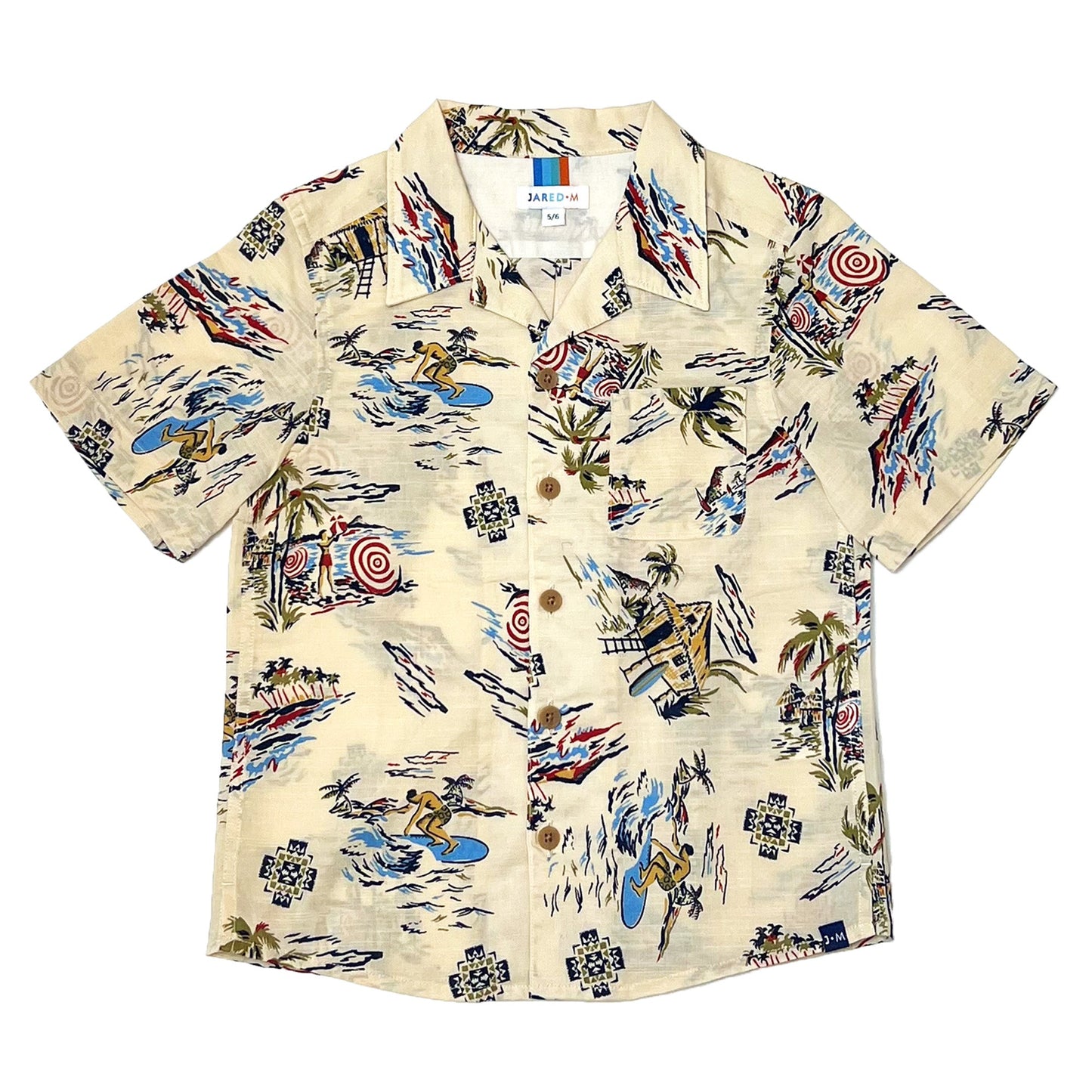 Boy's SS Camp Collar Print Shirt