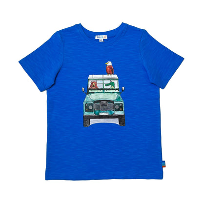 Boy's SS Crew Neck Tee with Animal on Road Trip Print