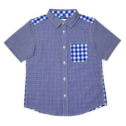 Boy's SS  Spread Collar Mixed Check  Shirt