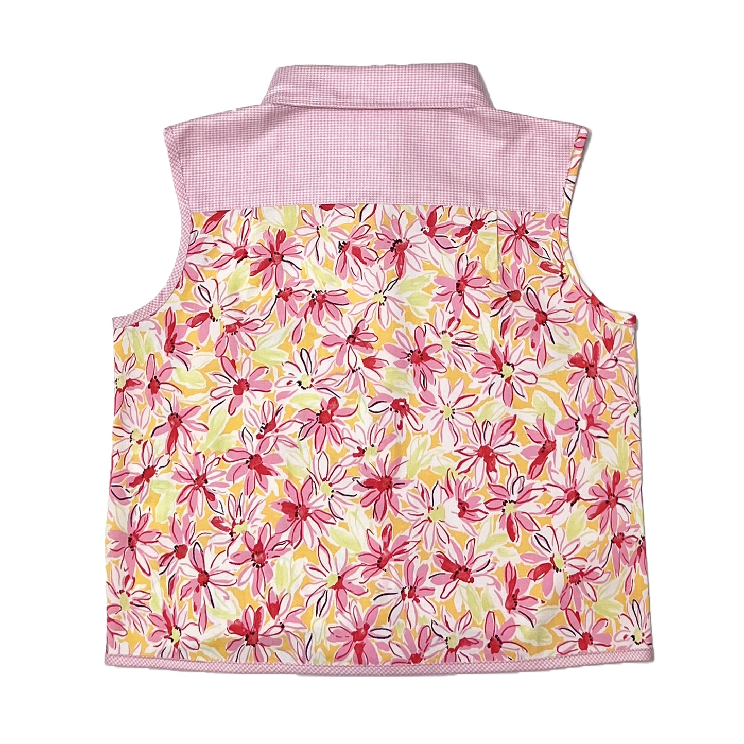 Girl's mixed Floral print knot hem sleeveless shirt