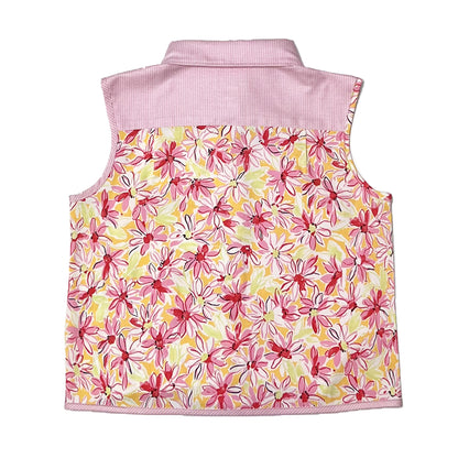 Girl's mixed Floral print knot hem sleeveless shirt