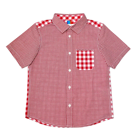 Boy's SS  Spread Collar Mixed Check  Shirt