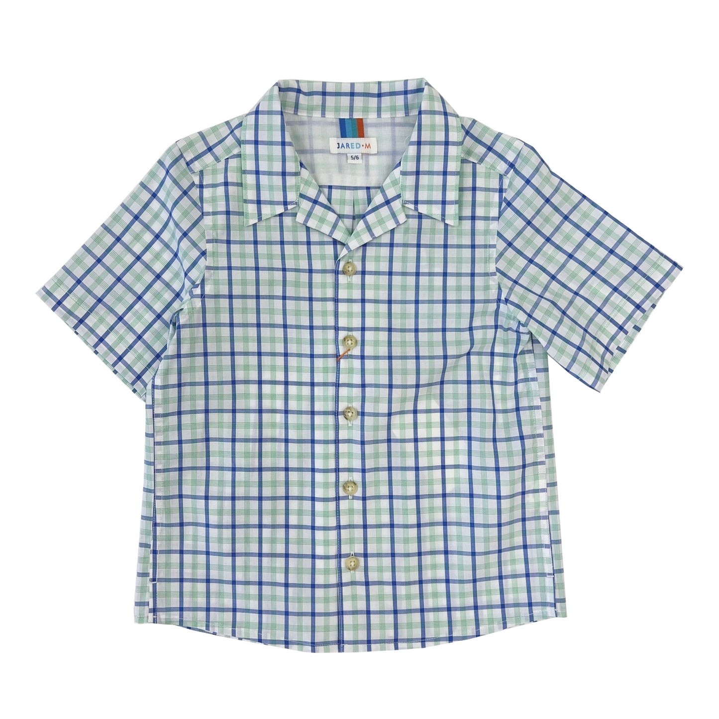 Boy's SS Camp Collar Plaid shirt