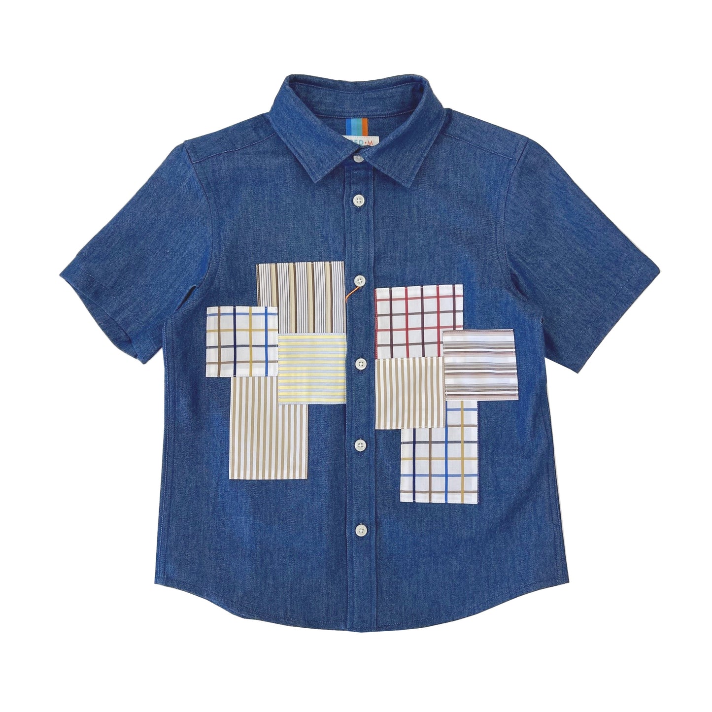 Boy's SS Spread Collar Patchwork shirt