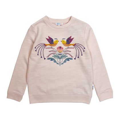 Girl's LS Knit Crew Lovebirds Pullover