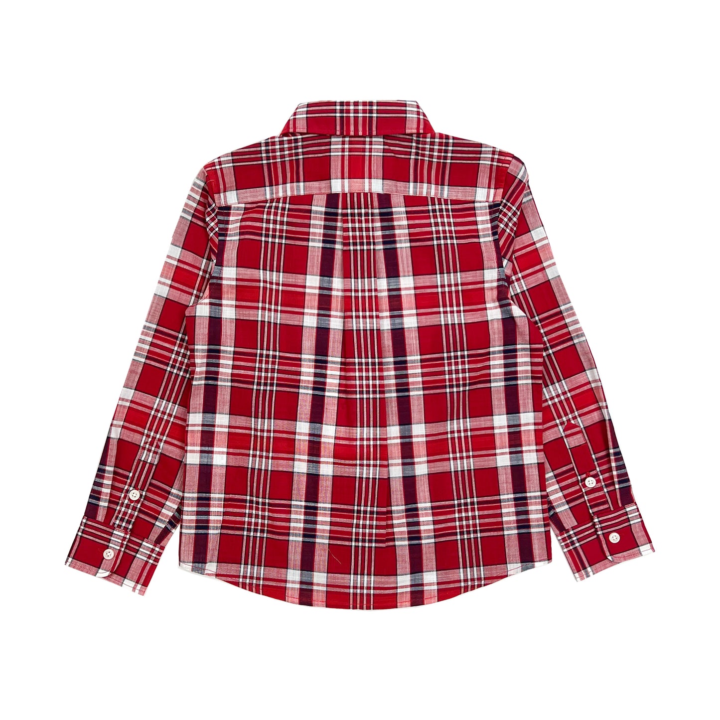 Boy's LS Spread Collar  Red Color Plaid Shirt