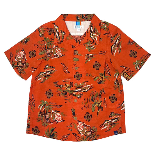 Boy's SS Camp Collar Print Shirt