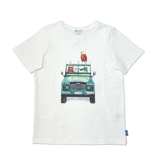 Boy's SS Crew Neck Tee with Animal on Road Trip Print
